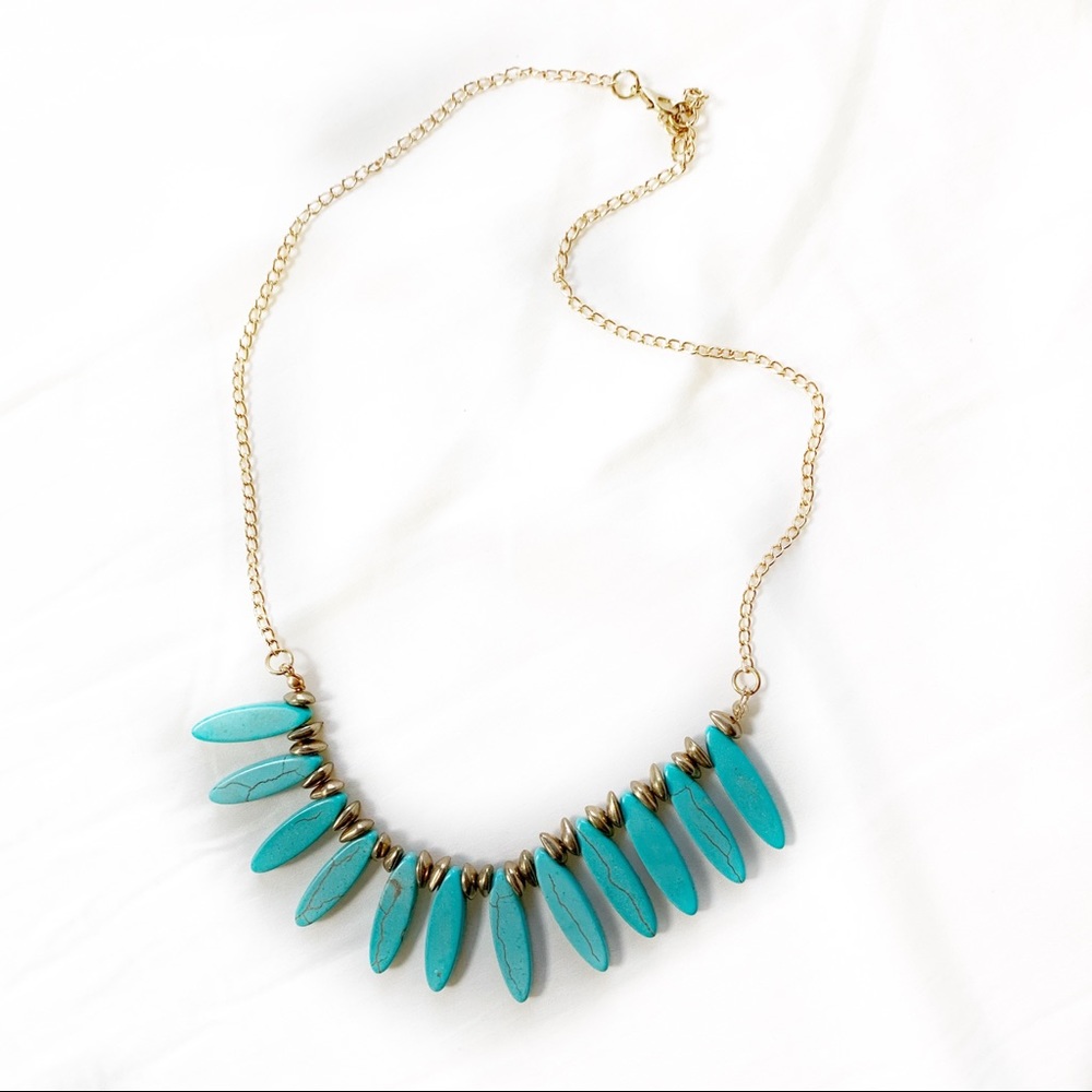 Gold & turquoise fashion necklace ✨